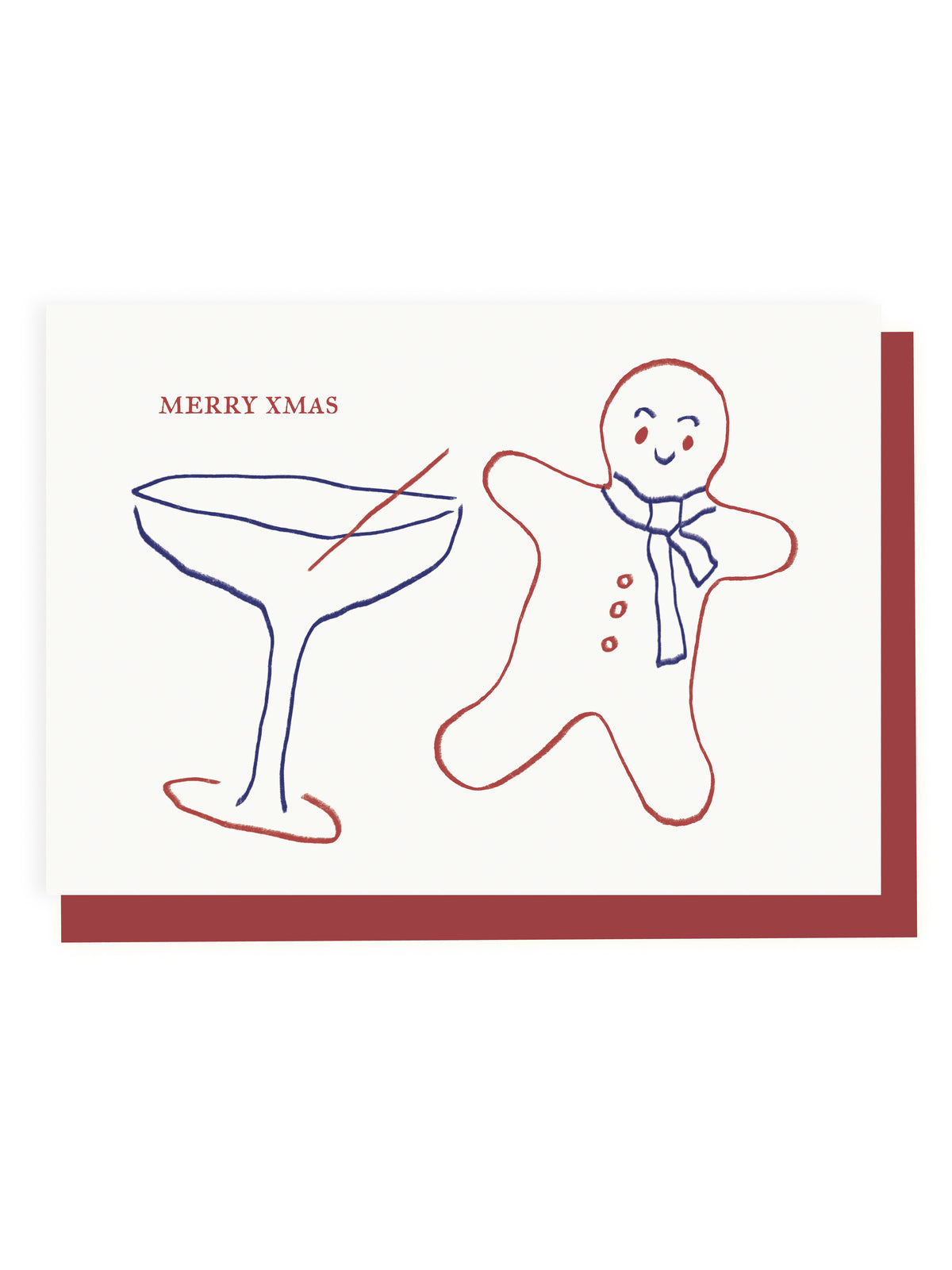 Klappkarte 'Merry Xmas' Lebkuchenmännchen (Risographie)