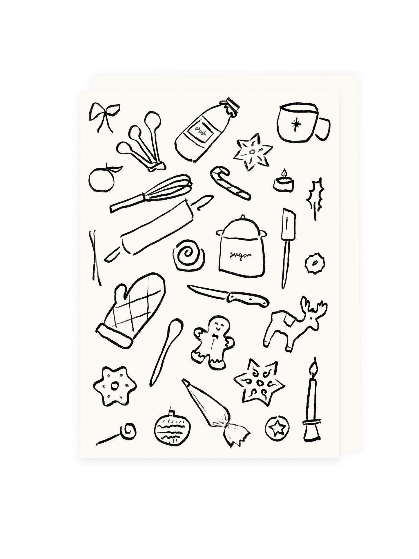 Klappkarte Weihnachtsbäckerei (Risographie)