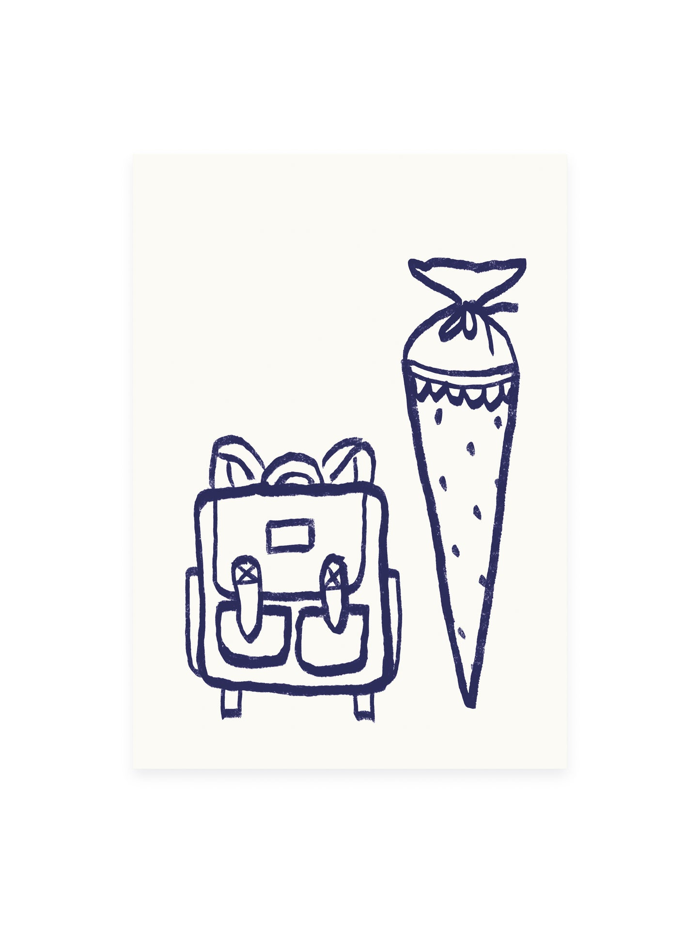 Postkarte Schulranzen & Schultüte (Risographie)