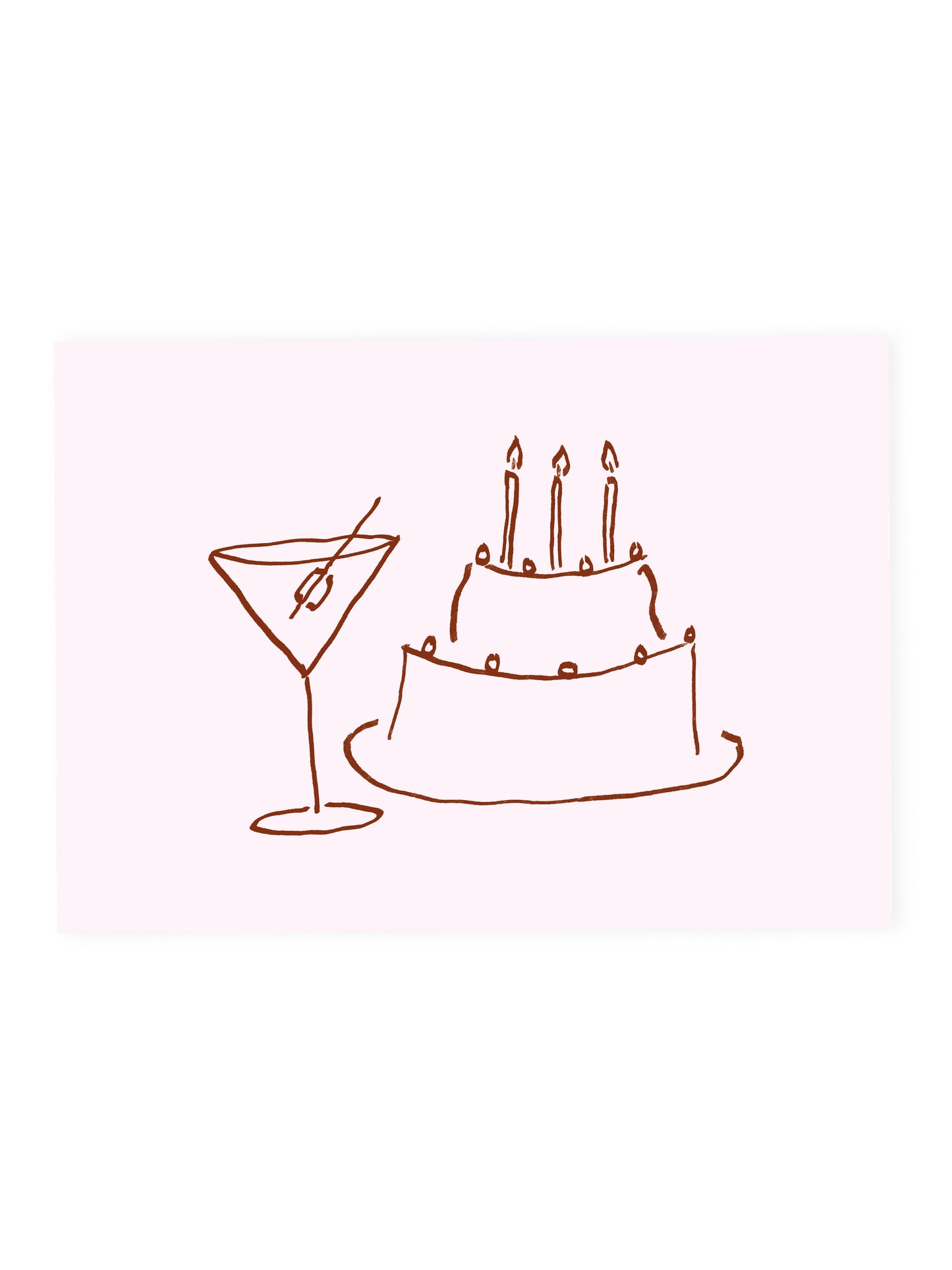 Postkarte Martini und Torte (Risographie)