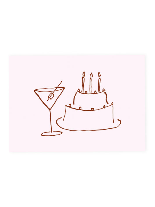 Postkarte Martini und Torte (Risographie)