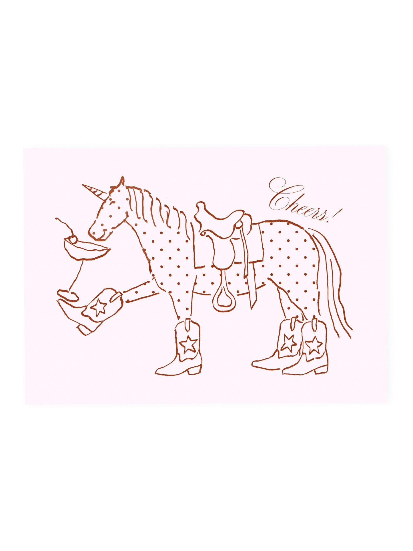 Postkarte Einhorn Polka Dots 'Cheers!' (Risographie)