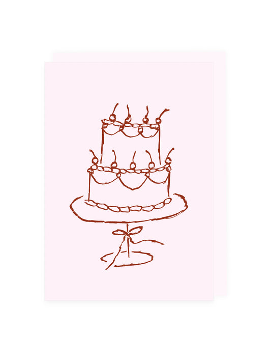 Klappkarte Torte Rosa Braun (Risographie)