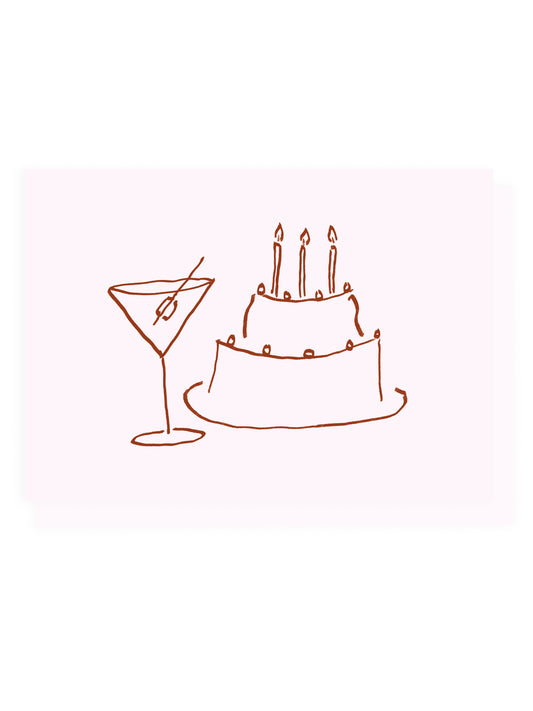 Klappkarte Martini und Torte (Risographie)