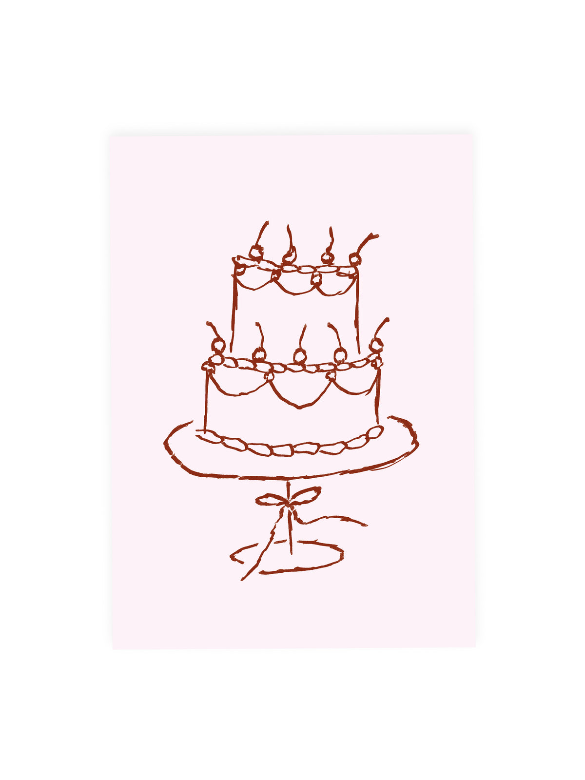 Postkarte Torte Rosa Braun (Risographie)