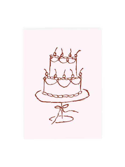 Postkarte Torte Rosa Braun (Risographie)